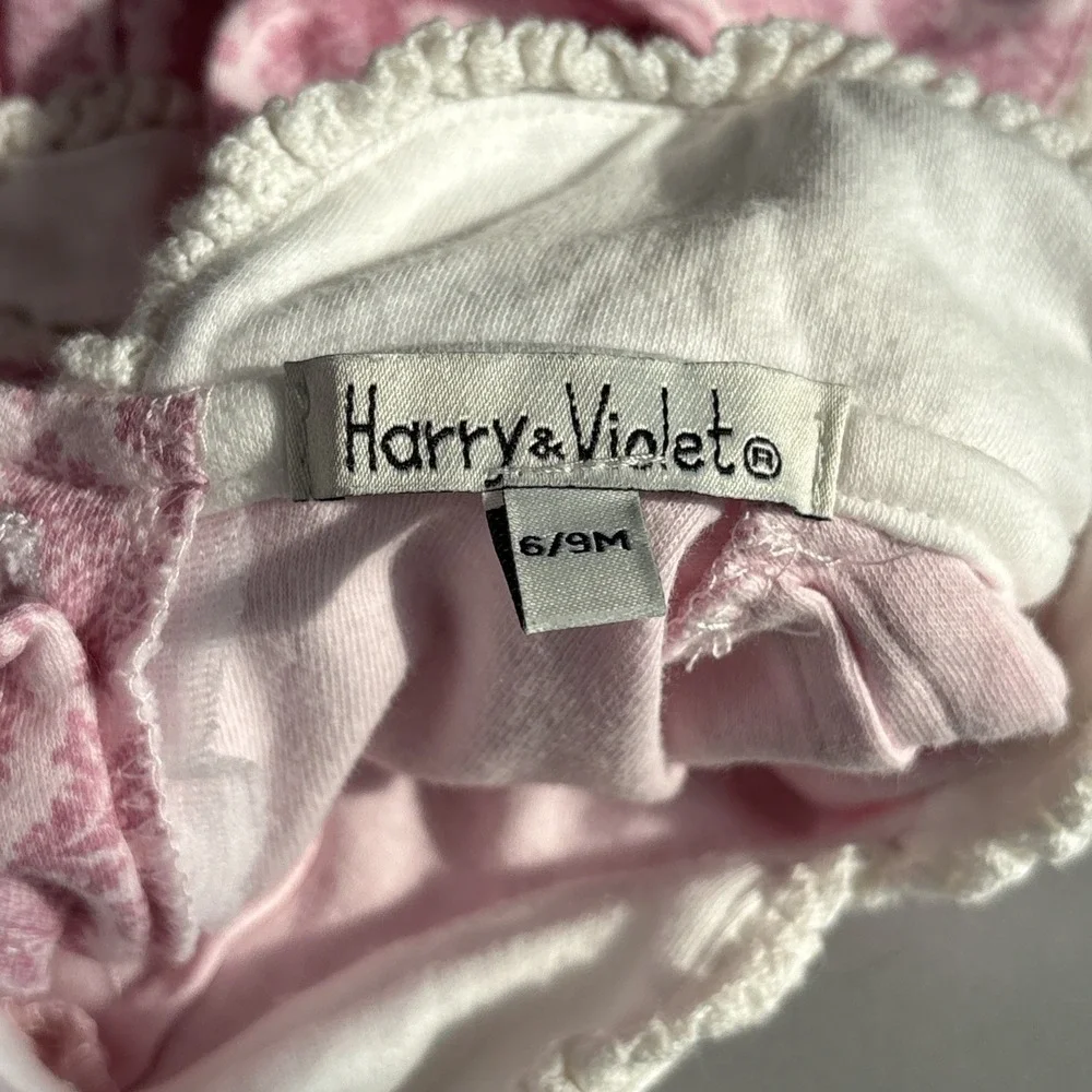 Pink Floral Baby Dress 6-9M Long‎ Sleeve Ruffle Skirt Cotton Infant Boutique EUC
